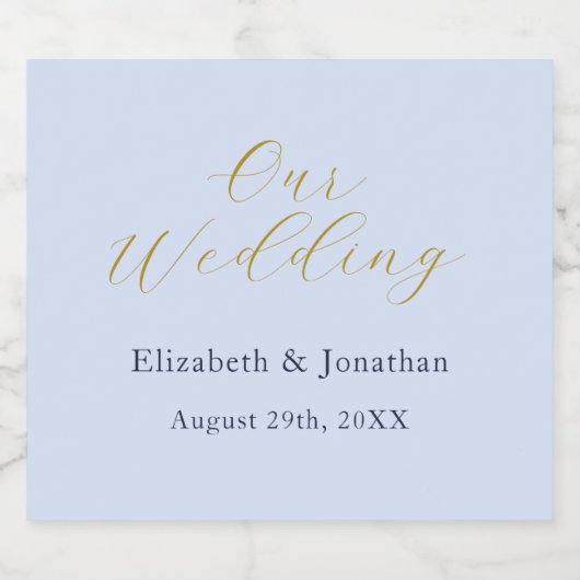 Overvloedige blauwe bruiloft sparkling wijnetiket (Enkel label)