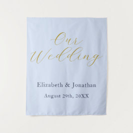 Overvloedige blauwe bruiloft wandkleed