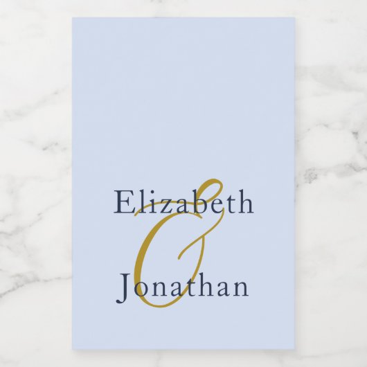 Overvloedige blauwe bruiloft wijn etiket (Enkel label)