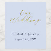 Overvloedige blauwe bruiloft wijn etiket (Enkel label)