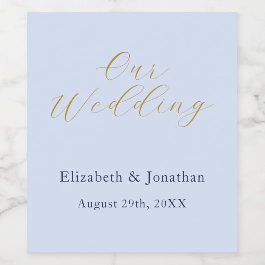 Overvloedige blauwe bruiloft wijn etiket (Enkel label)