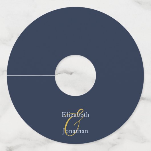 Overvloedige blauwe bruiloft wijnglaslabel (Voorkant)