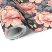  overvloedige bloeiende pioenen retro vlinders cadeaupapier (Rol Hoek)