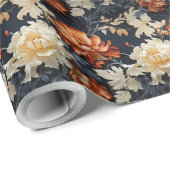 Overvloedige boho bloemen terracotta koper verbran cadeaupapier (Rol Hoek)