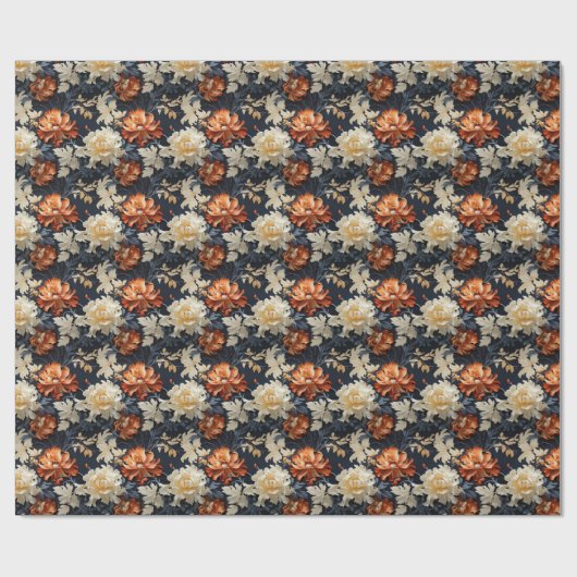 Overvloedige boho bloemen terracotta koper verbran cadeaupapier (Vlak)