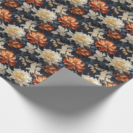 Overvloedige boho bloemen terracotta koper verbran cadeaupapier (Hoek)