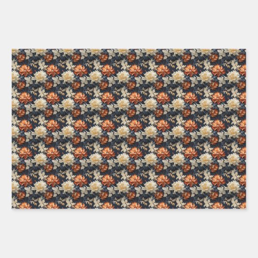 Overvloedige boho bloemen terracotta koper verbran inpakpapier vel (Voorkant 3)