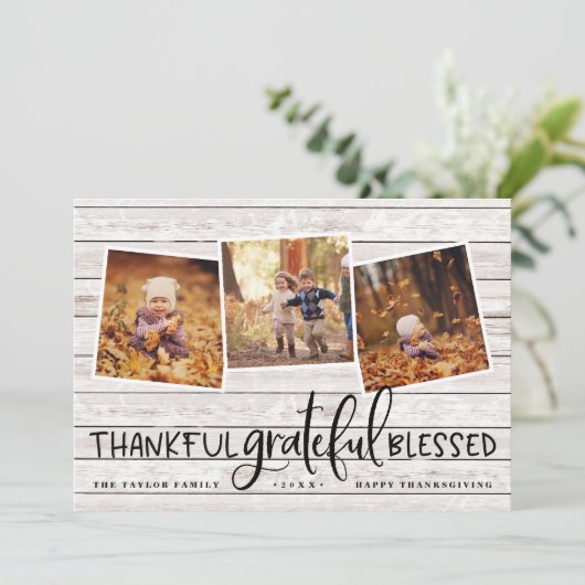 Overvloedige Dankbaarheid Thanksgiving Foto Collag Feestdagenkaart (Staand voorkant)