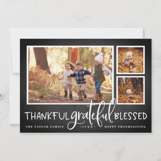 Overvloedige Dankbaarheid Thanksgiving Foto Collag Feestdagenkaart (Voorkant)