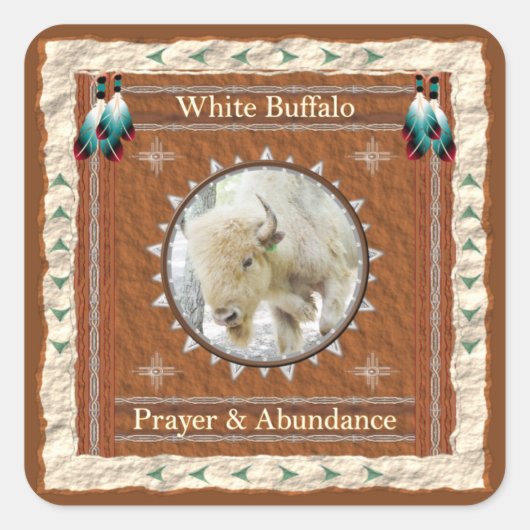 Overvloedige Energie van de Witte Buffel Vierkante Sticker (Voorkant)
