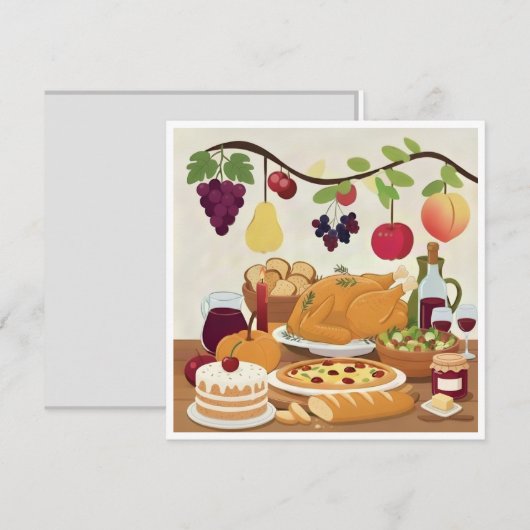 Overvloedige feestdag: Herfstviering Illustrator Bedankkaart (Voorkant / Achterkant)