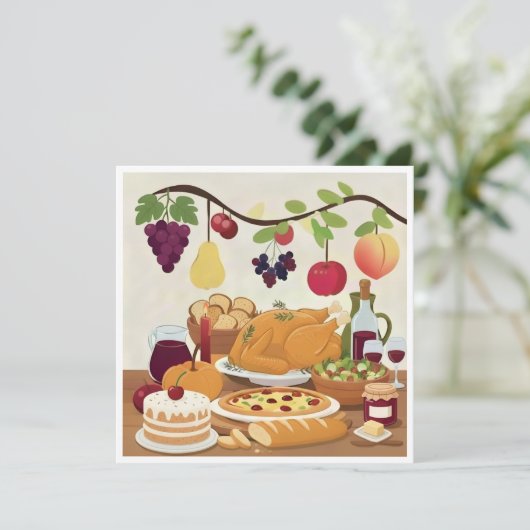 Overvloedige feestdag: Herfstviering Illustrator Bedankkaart (Staand voorkant)