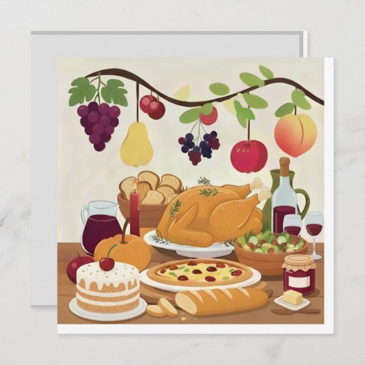 Overvloedige feestdag: Herfstviering Illustrator Save The Date (Voorkant / Achterkant)