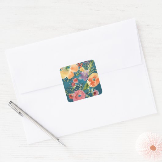 Overvloedige Florals I Vierkante Sticker (Envelop)