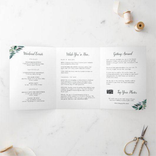 Overvloedige Foliage Weddenschap Welkomstbrief rei Drieluik Programma (Binnen)