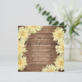 Overvloedige gele Dahlia bloem rustieke houten bru Kaart (Staand voorkant)