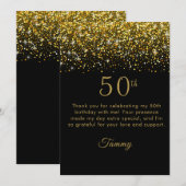 Overvloedige gouden Confetti 50e verjaardag bedank Bedankkaart (Voorkant / Achterkant)