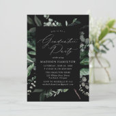 Overvloedige Greenery Black Graduy Party Kaart (Staand voorkant)
