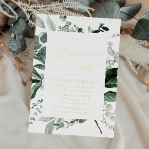 Overvloedige Greenery Graduation Party Folie Uitnodiging