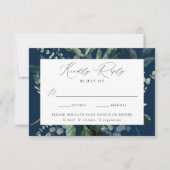 Overvloedige Greenery Navy Meal Choice Weddenschap RSVP Kaartje (Voorkant)