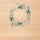 Overvloedige Greenery Wreath Wedding Acryl Uitnodigingen (Voorkant)