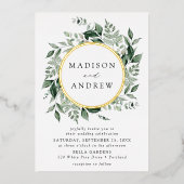 Overvloedige Greenery Wreath Wedding Gold Folie Uitnodiging (Voorkant)
