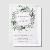 Overvloedige Greenery Wreath Wedding Vellum Uitnodigingen (Offset)