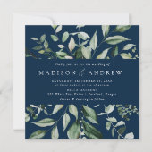 Overvloedige Grieks marinesplein bruiloft Kaart (Voorkant)