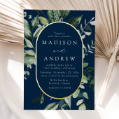 Overvloedige Griekse marine en gouden ovale bruilo Folie Uitnodiging