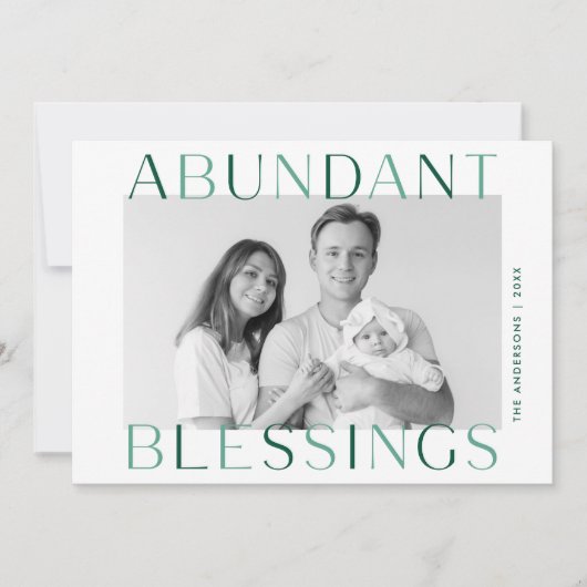 Overvloedige groene foto voor zegelingangen feestdagenkaart (Voorkant)