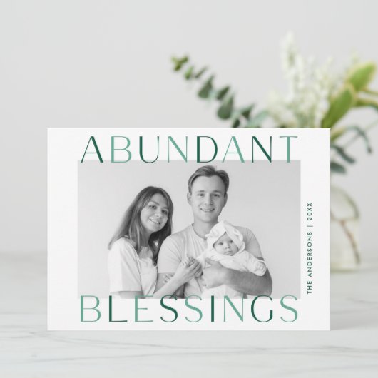 Overvloedige groene foto voor zegelingangen feestdagenkaart (Staand voorkant)