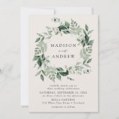 Overvloedige groene krans Crème Huwelijk Kaart (Voorkant)