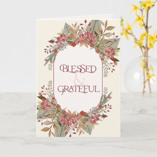 Overvloedige herfst bloemrijke Gezegende Dankbare  Kaart (Gele Bloem)