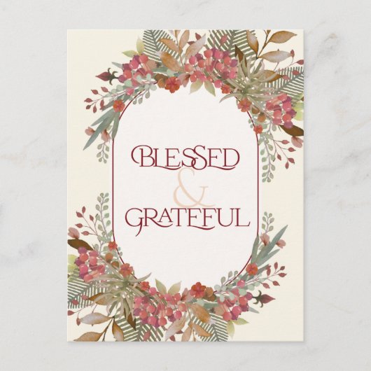 Overvloedige herfst florale, zonder dank Thanksgiv Briefkaart (Voorkant)