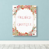Overvloedige herfst florale, zonder dank Thanksgiv Canvas Afdruk (Insitu (Houten vloer))