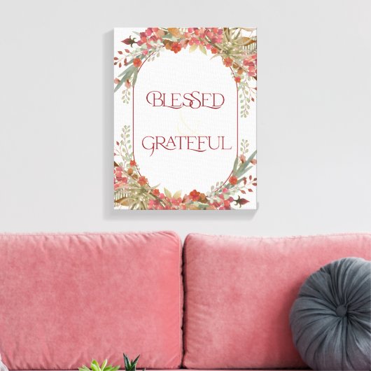 Overvloedige herfst florale, zonder dank Thanksgiv Canvas Afdruk (Insitu (Woonkamer))