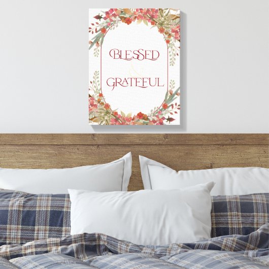 Overvloedige herfst florale, zonder dank Thanksgiv Canvas Afdruk (Insitu (Slaapkamer))
