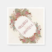 Overvloedige herfst florale, zonder dank Thanksgiv Servet (Voorkant)