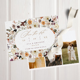 Overvloedige Herfst Wild Flowers 3 foto's Bruiloft Save The Date