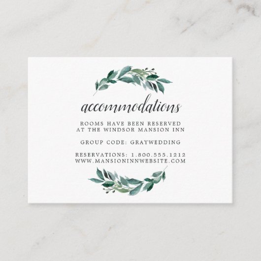 Overvloedige Kaarten van het Foliage Wedding Hotel (Voorkant)