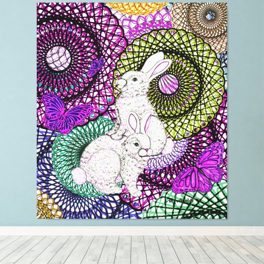 Overvloedige konijnen canvas afdruk (Insitu (Houten vloer))