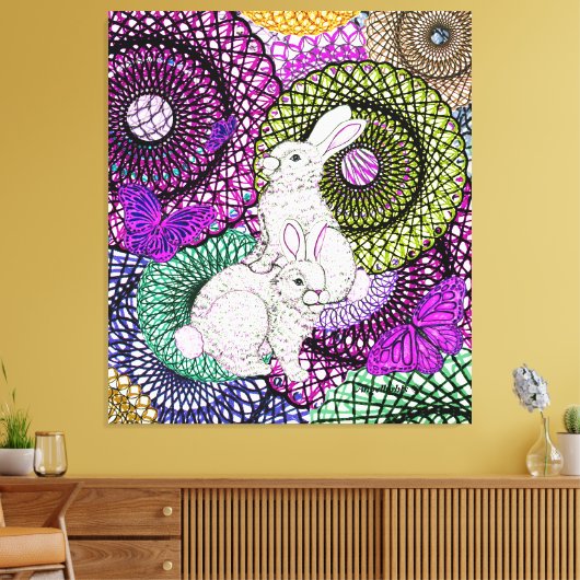 Overvloedige konijnen canvas afdruk (Insitu (Woonkamer))