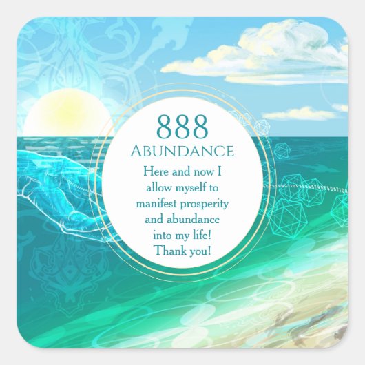 Overvloedige manifestatie 888 engelengetallen vierkante sticker (Voorkant)