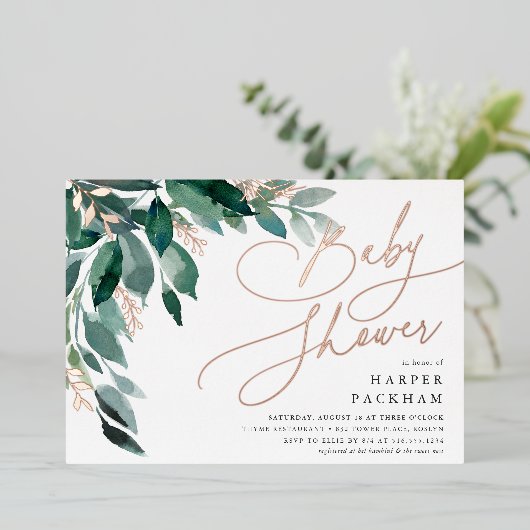 Overvloedige olie | Neutraal Baby shower Folie Uitnodiging (Staand Voorkant)