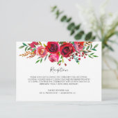 Overvloedige Roos Ruby Red Wedding Receptie Informatiekaartje (Staand voorkant)