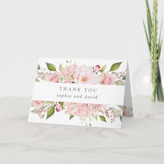 Overvloedige Rozen | Bloemen bruiloft wit dank u Bedankkaart (Voorkant)