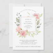 Overvloedige Rozen | Elegant roze bloemig Baby sho Kaart (Voorkant)