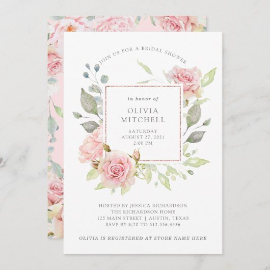 Overvloedige Rozen Elegant roze bloemig Vrijgezell Kaart (Voorkant / Achterkant)