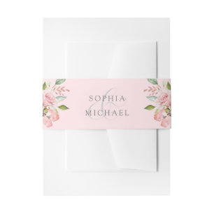 Overvloedige Rozen   Elegante roze bloemen bruilof Uitnodigingen Wikkel