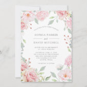 Overvloedige Rozen | Elegante roze bloemenbruiloft Kaart (Voorkant)